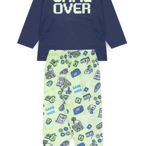 Pijama Infantil Masculino Inverno Game Over - Azul