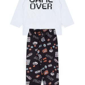 Pijama Infantil Masculino Inverno Game Over - Branco