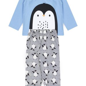 Pijama Infantil Masculino Inverno Pinguim - Azul Claro
