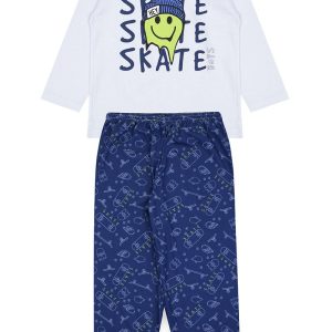 Pijama Infantil Masculino Inverno Skate - Branco