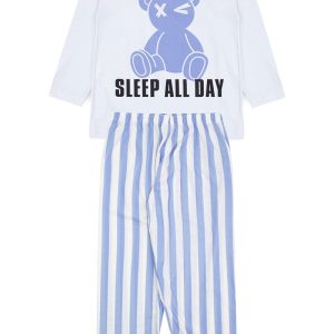 Pijama Infantil Masculino Inverno Sleep All Day-  Branco