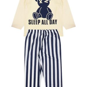 Pijama Infantil Masculino Inverno Sleep All Day- Amarelo Claro