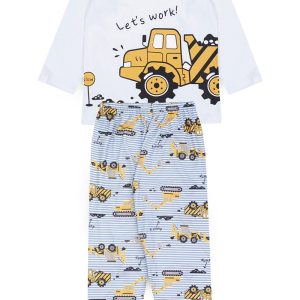 Pijama Infantil Masculino Inverno Let's Work - Branco