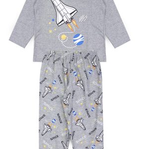 Pijama Infantil Masculino Inverno Foguete - Mescla