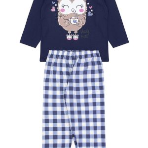 Pijama Infantil Feminino Inverno Coruja - Azul