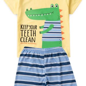Pijama Infantil Masculino Verão Dinossauro - Amarelo