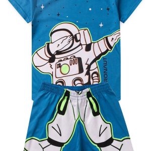 Pijama Infantil Masculino Verão Astronaut - Azul Claro