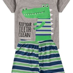 Pijama Infantil Masculino Verão Dinossauro - Mescla