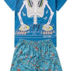 Pijama Infantil Masculino Verão Esqueleto - Azul