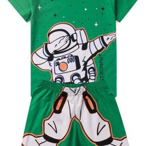 Pijama Infantil Masculino Verão Astronaut - Verde