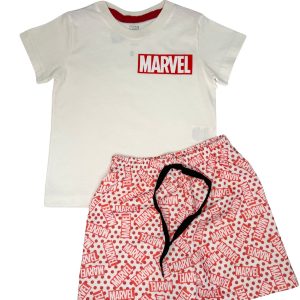 Conjunto Infantil Verão Masculino Estampado Marvel - Branco