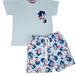 Conjunto Infantil Verão Masculino Sonic - Azul Claro