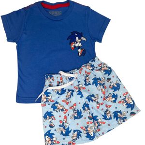 Conjunto Infantil Verão Masculino Personagem Sonic - Azul