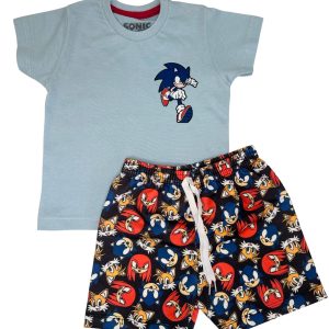 Conjunto Infantil Verão Masculino Sonic Personagens - Azul