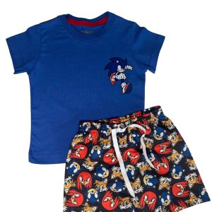 Conjunto Infantil Verão Masculino Sonic Personagens - Azul