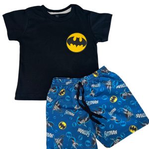 Conjunto Infantil Verão Masculino Personagem Batmam - Preto