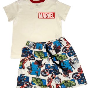 Conjunto Infantil Verão Masculino Marvel Personagem - Branco