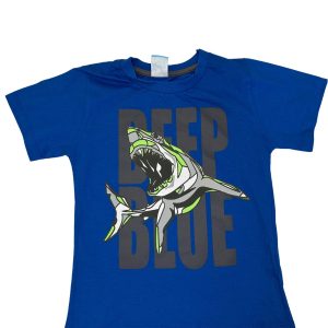 Camiseta Verão Infantil Masculina Tubarão - Azul Escuro