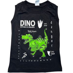 Camiseta Verão Infantil Masculina Tyrannosaurus Rex - Preto
