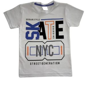 Camiseta Verão Infantil Masculina Skate NYC - Branco