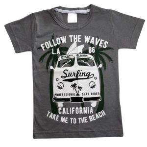 Camiseta Verão Infantil Masculina Follow The Waves - Mescla