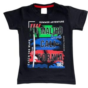 Camiseta Verão Infantil Masculina Malibu California - Preto
