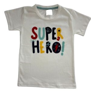 Camiseta Verão Infantil Masculina Super Heroi - Branco