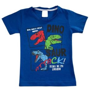 Camiseta Verão Infantil Masculina Dinossauro Attack - Azul