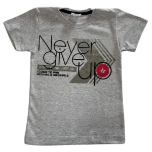 Camiseta Verão Infantil Masculina Never Give - Mescla