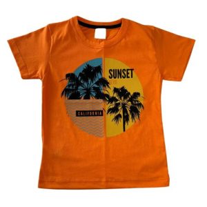 Camiseta Verão Infantil Masculina Sunset - Laranja